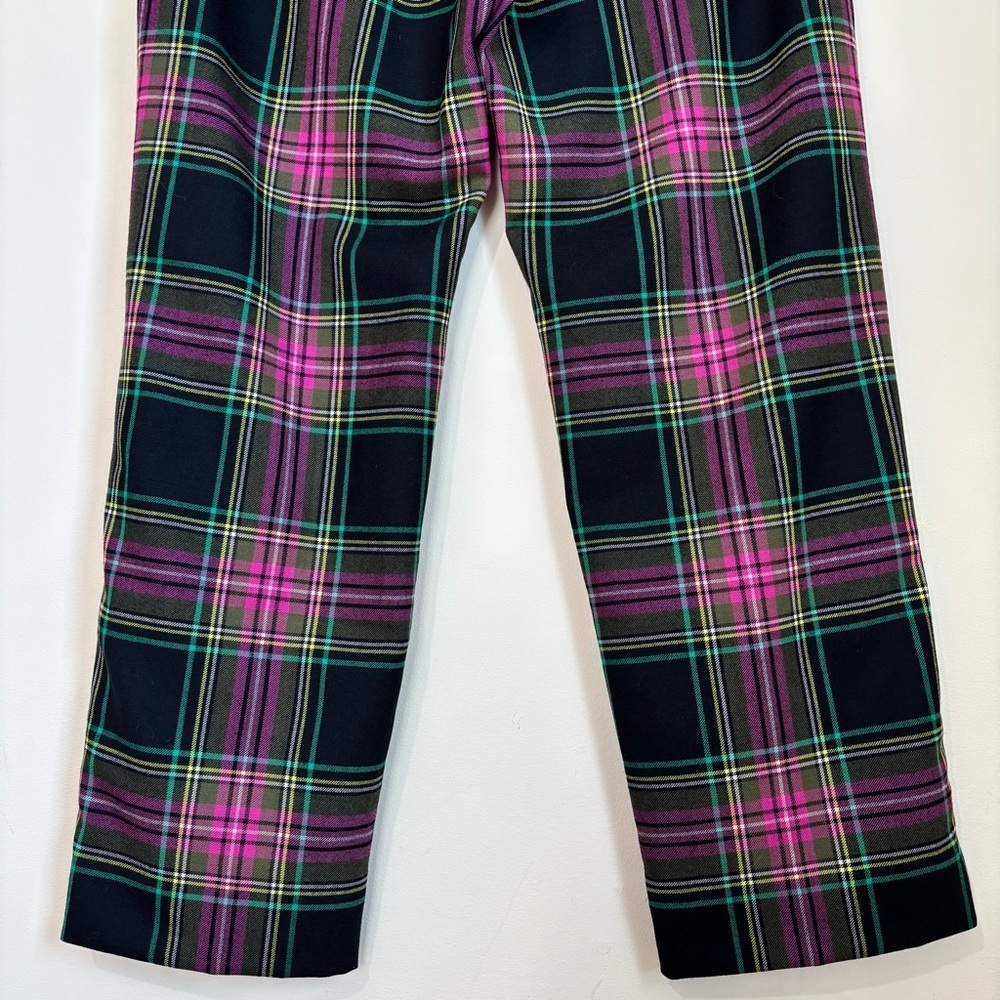 J. Crew Kate Stewart Tartan Pink Green Wool Blend Straight Preppy Academia Pants - Picture 7 of 16